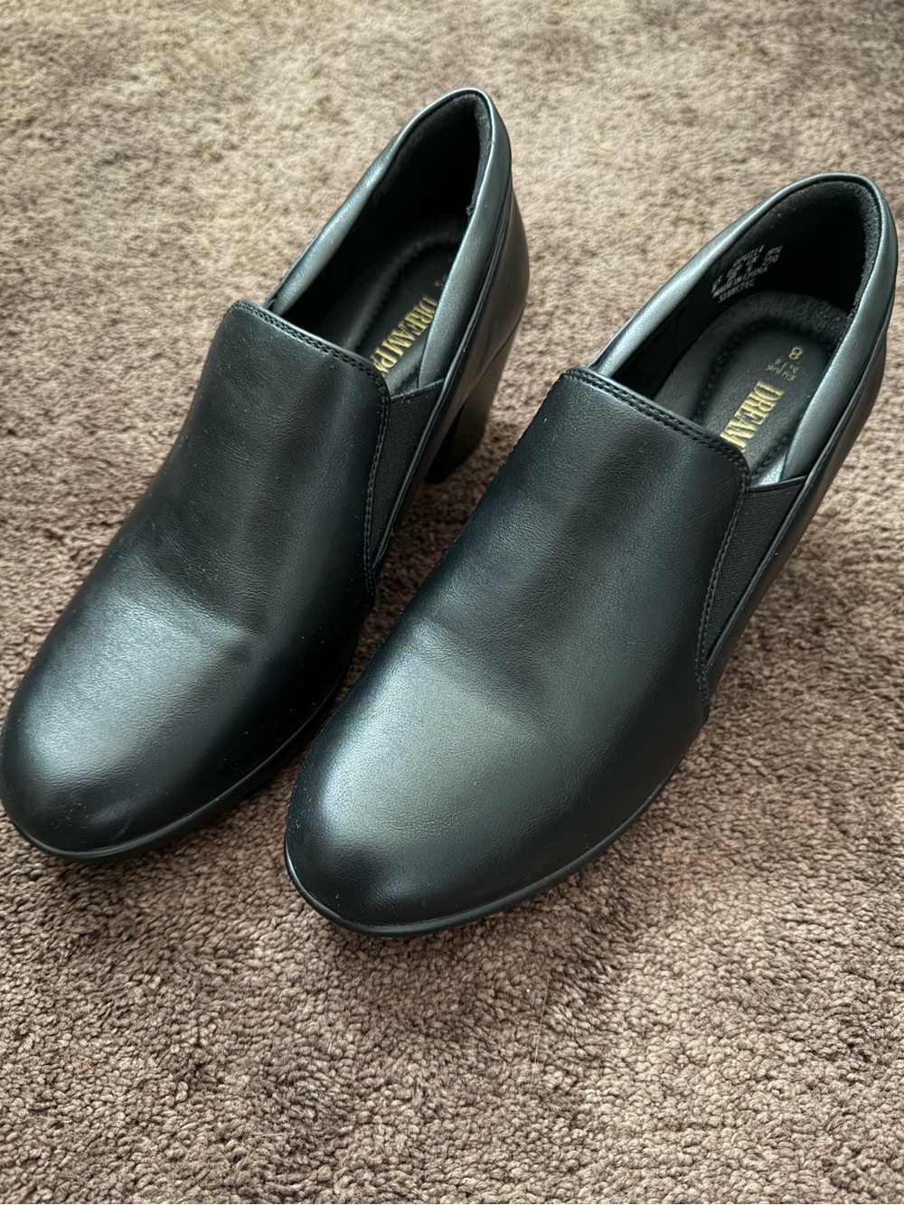 Dreampairs Comfort Slip-On Heeled Loafers Black Size 8